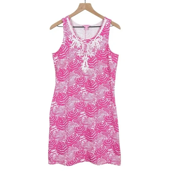 Lilly Pulitzer Foster Shift Dress Womens Large Oh Cabana Boy Embroidered Coastal - Picture 1 of 8